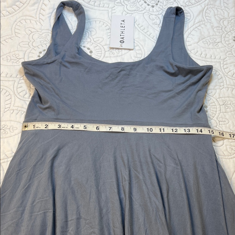 Athleta Santorini Midi Slate Blue Lined Sleeveless Dress -NWT Women’s Large - Picture 8 of 9